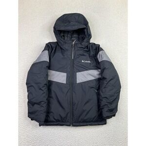 Columbia Ski Jacket Youth 10/12 Black Gray Hooded Insulated Outgrown Winter